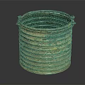 Ancient Brass Cylindrical Bracelet With Striped Design And Shiny Surface