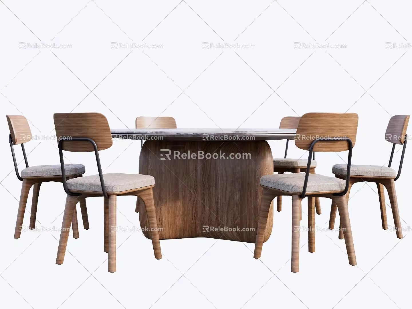 New Chinese Dining Table and Chair 3d model