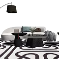 Modern Sofa and Coffee Table Set With Floor Lamp Patterned Rug and Decorative Sculpture 3d model