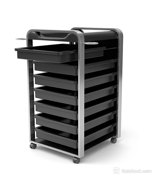 Commercial Equipment Multi-layer Rolling Cart with Drawers and Top Tray 3d model 