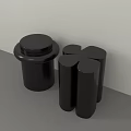 Two Black Modern Coffee Tables One Circular With Tray Top And Cross Shaped Structure 3d model