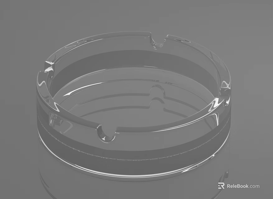 Crystal Clear Glass Decorative Ornament Set Featuring Round Ashtray Shape For Home Decor 3d model 
