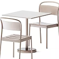 Minimalist Square Table and Two Chairs Set with Light Colored Frame and Modern Design 3d model