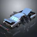 Shiny Silver Classic Car With Open Scissor Doors And Reflective Body
