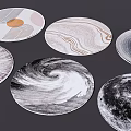 Stylish Round Rugs With Geometric Patterns Marble Texture And Moon Surface Design 3d model