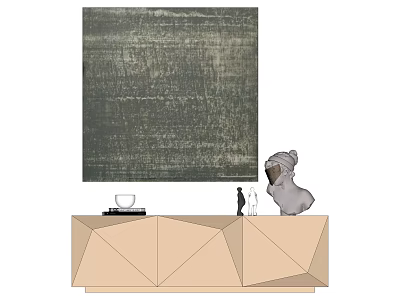 Interior Decor With Beige Geometric Cabinet Gray Koala Plush And Black White Cat 3d model