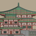 Traditional Ancient Chinese Architecture With Multi Tiered Green Tiled Roof Red Pillars And Stone Steps
