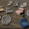 Various Styles of Comfortable Bean Bag Chairs with Different Colors for Living Room Decor