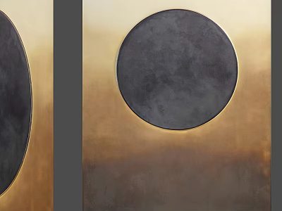 Modern Abstract Wall Decor With Round And Oval Shapes Gold Frame Gradient Background 3d model