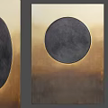 Modern Abstract Wall Decor With Round And Oval Shapes Gold Frame Gradient Background