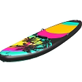 Colorful Paddle Boards with Palm Tree Patterns and Gradient Design for Water Recreation Fun