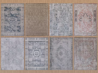 Beautiful Square Rugs Featuring Various Classic Patterns for Modern Living Spaces 3d model