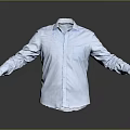 Light Blue Shirt With Long Sleeves And Pocket On Gray Background With Reflection 3d model
