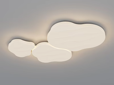 Modern Cloud Shaped White Ceiling Light with Soft Glow Decorative Design 3d model