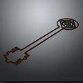 Key Shaped Graphic With Orange Lines And Green Square Top On Dark Background