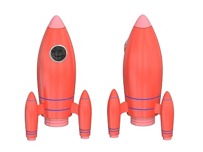 Red Rocket Models Featuring Pink Top Blue Stripes And Round Window Details 3d model