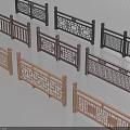 Decorative Carved Railings With Multiple Patterns And Different Wooden Finishes 3d model