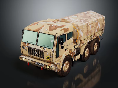 Military Camouflage Cargo Truck 6x6 Wheel Drive Heavy Duty Transport 3d model