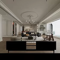 Elegant French Style Open Living And Dining Room Interior With Exquisite Decor And Cozy Furniture