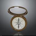 Vintage Brass Compass With Hinged Lid And Classic Navigation Dial Design 3d model