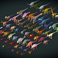 Various Colorful Dinosaur Reptile Models of Different Species Gathered Together