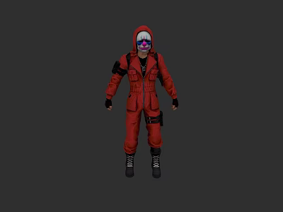 Game and Movie Character in Red Jumpsuit with Helmet and Goggles 3d model