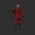 Game and Movie Character in Red Jumpsuit with Helmet and Goggles