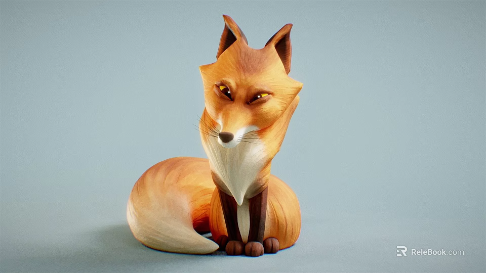 Detailed Reptile Stuffed Toy In Orange White Color Sitting Against Light Blue Background 3d model 