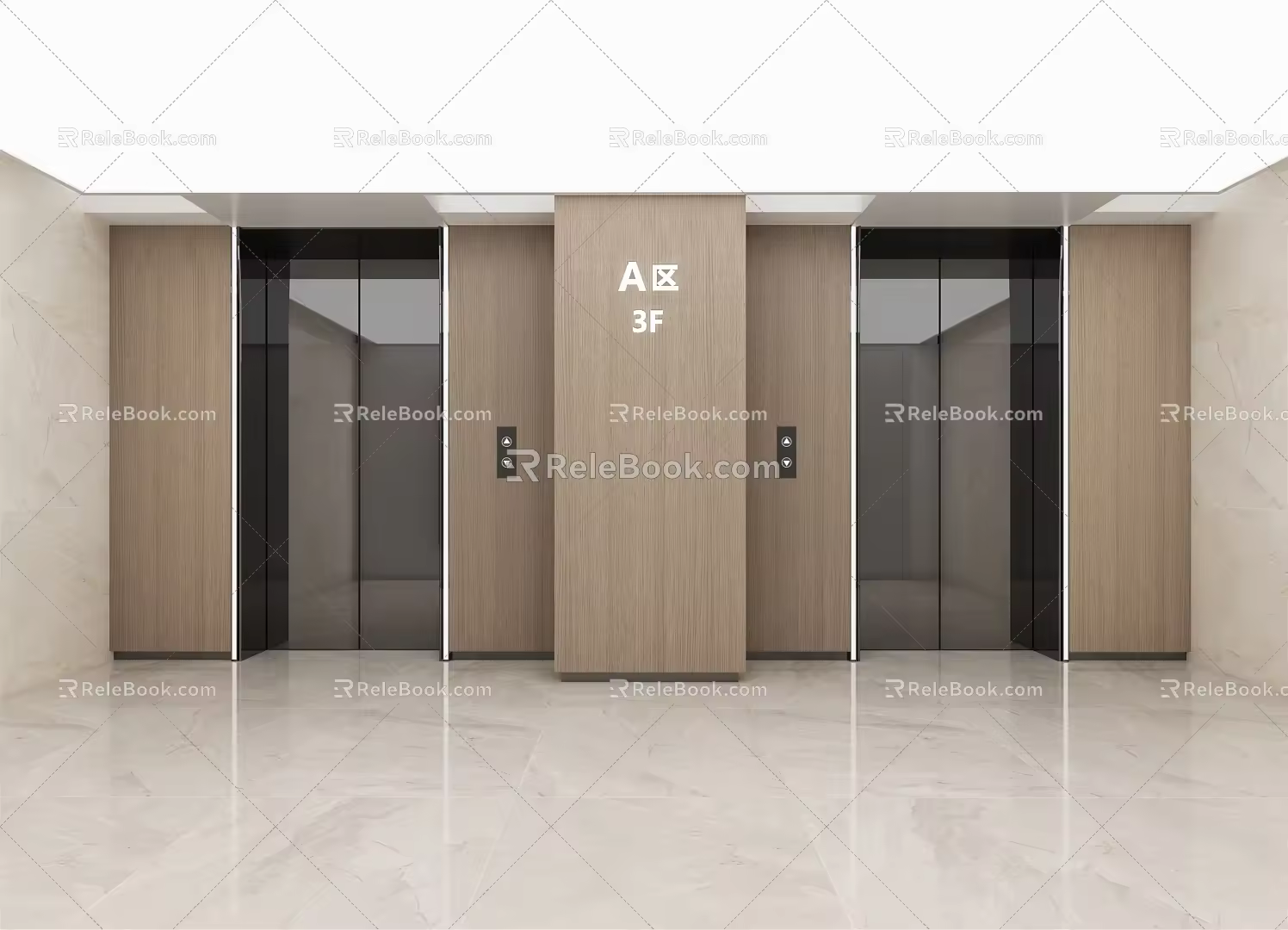 modern elevator hall public space elevator hall 3d model