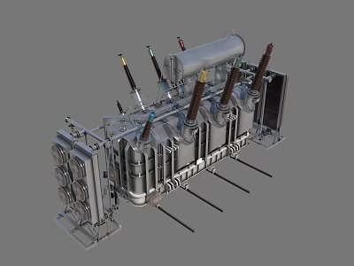 Heavy Duty Industrial Equipment With Intricate Metal Structure Cylindrical Top And Support Legs 3d model