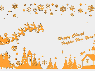Christmas New Year Themed Wall Decor with Reindeer Sleigh Snowflakes Christmas Trees and Stars 3d model