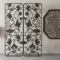 Traditional Chinese Carved Room Divider with Intricate Openwork Patterns and Octagonal Wall Decor
