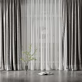 Elegant Gray Curtains With White Sheer Panels For Home Interior Decoration
