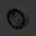 Car Tire With Black Alloy Wheel Rim And Detailed Tread Pattern Design
