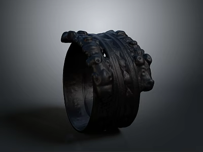Unique Black Bracelet With Intricate Raised Patterns For Daily Fashion Accessory 3d model
