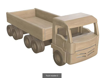 Handmade Wooden Toy Truck Featuring Flatbed Body And Round Wheels Design 3d model
