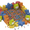 Kids Wooden Play Equipment Climbing Frame Rope Net Ladder Colorful Ball Pit Frog Shaped Cushions