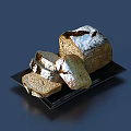 Fresh Sliced Bread with Flour on Surface Served on Black Tray