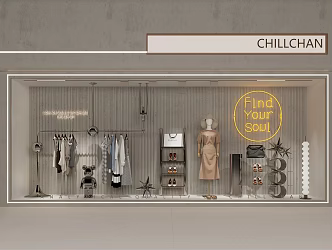 Quiet Window Women's Clothing Store Window 3d model