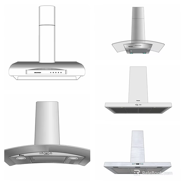 Stainless Steel Kitchen Range Hoods In Various Modern Styles For Home Use 3d model 