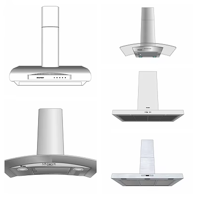 Stainless Steel Kitchen Range Hoods In Various Modern Styles For Home Use 3d model
