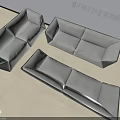Modern Double Sofa 3D Model With Gray Fabric And Contemporary Stylish Design 3d model