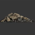 Pile of Natural Wood and Stone Materials with Small Stones Around