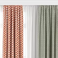 Green Checkered Curtains With White Sheer And Orange Patterned Design For Home Window