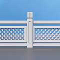 White Decorative Railing With Lattice Pattern And Square Posts In Modern Style 3d model