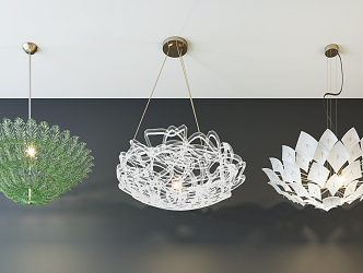 Post-modern special-shaped chandelier stylish simple metal chandelier combination 3d model