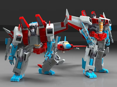 Transformers Action Figures With Red White Blue Colors In Robot And Airplane Modes 3d model