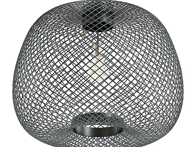 Modern Black Metal Mesh Chandelier With Spherical Design And Minimalist Style 3d model