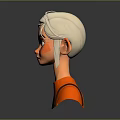 3D Game and Movie Character Bust With White Hair Blue Eyes Freckles and Orange Top