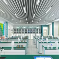 School Science Laboratory With Lab Tables Equipment Periodic Table Cabinets and Bright Windows